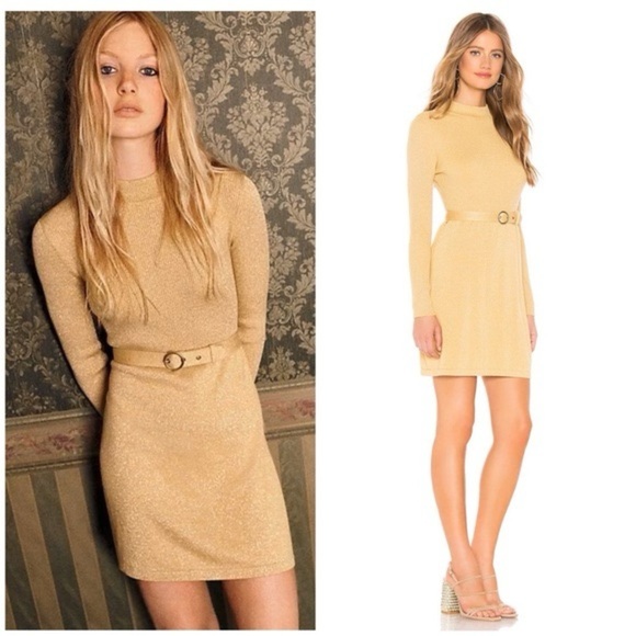 Free People Golden French Girl Sweater Dress w/ Belt - Picture 1 of 9